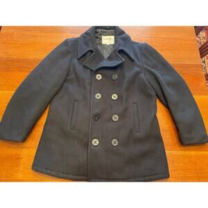 VINTAGE Fox Knapp Pea Coat Mens 42 Black Double Breasted Quilt Lined Made in USA